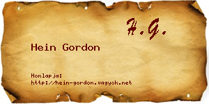 Hein Gordon névjegykártya